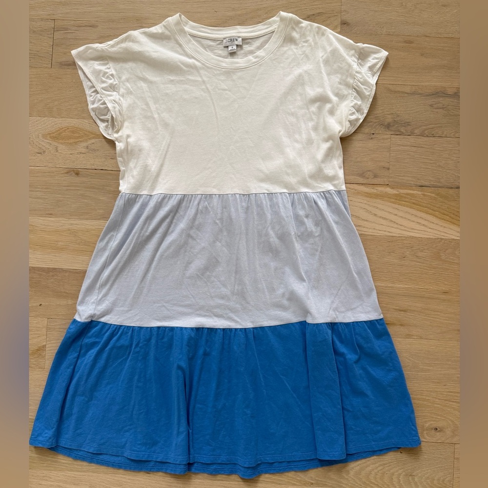 Women’s Colorblock Cotton Dress with Ruffle Sleeves